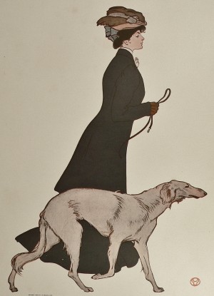 Woman Walking Borzoi Russian Wolfhound Dog